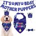Dog Birthday Party Supplies, Boy Dog Birthday Bandana Set With Cute Dog Bowtie, Scarf, Birthday Banner Balloons And Hat With Numbers For Medium And Extra Large Dogs Pets(Blue)_maomaolike.com