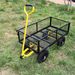 (Black +Yellow Solid Wheels Wagon Cart)Solid Wheels Tools Cart Wagon Cart Garden Cart Trucks Make It Easier To Transport Firewood_maomaolike.com