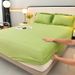 Milk Fleece Fitted Sheet Solid Color Winter Skirt With Elastic Edges For Queen/King Size Bed - Soft & Warm Taiwan Style_maomaolike.com