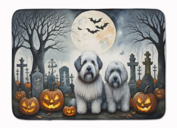 Old English Sheepdog Spooky Halloween Memory Foam Kitchen Mat Machine Washable Anti-Fatigue Mat Cushion Comfort Bath Mat Or Kitchen Rug_maomaolike.com