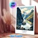 Norway Fjords Painting Poster, Vibrant Retro-style Scenic Fjord View Poster, Captivating Design With Cruise Ships, Waterfalls & Snow-capped Peaks_maomaolike.com