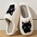 Winter Women's Slippers Indoor Cartoon Black Cat Cute Girls Slipper Bedroom Anti-slip Soft Sole Comfortable Cotton_maomaolike.com