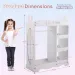 White MDF + Particleboard Children's Wardrobe With 1 Mirror, 3 Shelves, And 1 Clothes Rod; Rabbit Ear Design_maomaolike.com