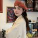 Hot Sale Japanee Sweet Beret Embroidery Happy Birthday Hat for Women Pink Senior Wool Hat Temperament Painter Cap Preent_maomaolike.com