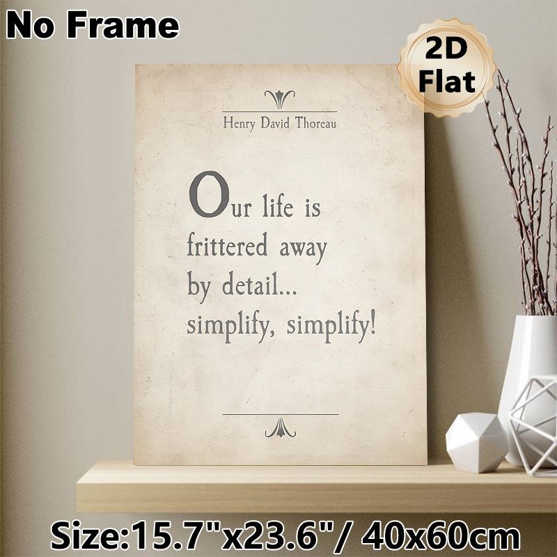 Henry David Thoreau Inspirational Quote Painting Poster, Vintage-style Typographic Text Poster, Delivers Simple Life Message, Ideal For Home Office_maomaolike.com