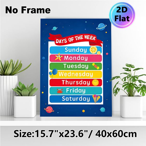 Days Of The Week Painting Poster, Colorful Cartoon-style Poster, Educational Design To Learn The Days Of The Week, Suitable For Classrooms And_maomaolike.com