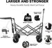 Collapsible Wagon Heavy Duty Folding Wagon Cart With Removable Canopy, 4" Wide Large All Terrain Wheels, Brake, Adjustable Handles,Cooler Bag Utility Carts For Outdoor Garden Beach_maomaolike.com