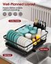 Sakugi Dish Drying Rack - Stainless Steel Dish Rack With Drainboard For Kitchen Counter And Sink, 15.6" D X 12" W X 5" H, Black_maomaolike.com