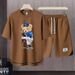 Men's Clothing 2024 Waffle Casual Summer Suit Men's Loose Teen Short sleeved T shirt Shorts Handsome Two piece Suit_maomaolike.com