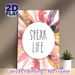 "Speak Life" Feather Themed Painting Poster, Watercolor Soft-hued Feather Framed Inspirational Text Poster, Uplifting Message Decor Ideal For Home_maomaolike.com