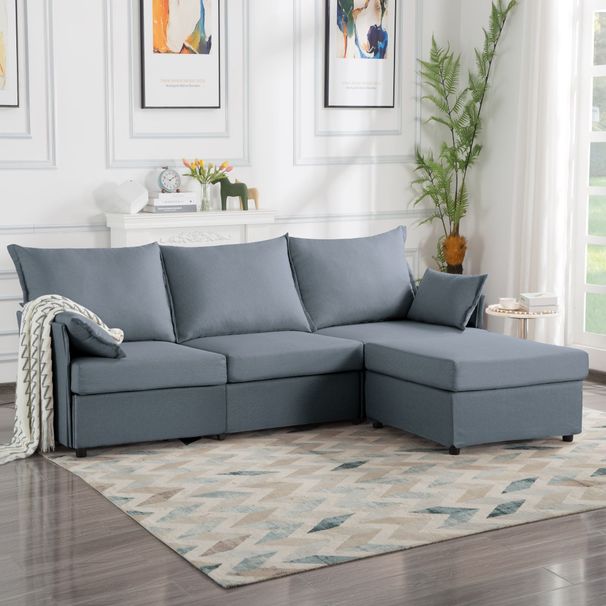 93.7' Sectional Sofa With Ottoman_maomaolike.com