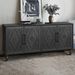 Carved Flower Door Large Storage Cabinet With Metal Handle Suitable For Living Room, Kitchen, Entryway BLACK_maomaolike.com