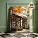 Autumn Bookstore Painting Poster, Warm-toned Impressionist-style Poster, Sunlit Street Bookstore With Orange Fall Foliage, Cozy Tranquil Decor Ideal_maomaolike.com
