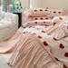 French All-Cotton Brushed Heart Bedding For Girls, Pure Cotton Edge Duvet Cover, Princess Style Bed Sheet Set_maomaolike.com