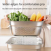 Vegetable Food Grade Stainless Steel Kitchen Strainer Square Sieve Rice Washing Flat Bottom Draining Basin_maomaolike.com