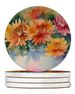 Chrysanthemums In Watercolor Large Sandstone Coasters Pack Of 4 Absorbent Round Coasters Decor Gifts For Men Or Women, 4 In, Multicolor_maomaolike.com