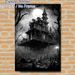 Haunted House Themed Painting Poster, Monochrome Gothic Spooky Scene Poster, Eerie Atmospheric Decor Ideal For Home And Halloween Party Spaces_maomaolike.com