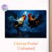 Rooster Fighting Painting Poster, Bold Impasto-style Confronting Roosters Under Moonlight Poster, Striking Artistic Decor Suitable For Living Room_maomaolike.com
