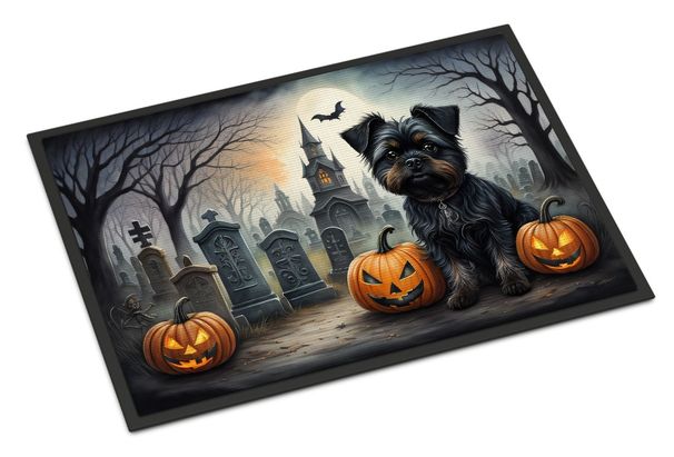 Affenpinscher Spooky Halloween Doormat Front Door Mat Indoor Outdoor Rugs For Entryway, Non Slip Washable Low Pile, 24H X 36W_maomaolike.com