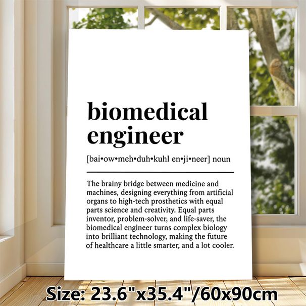 Biomedical Engineer Definition Painting Poster, Minimalist Typographic Text Poster, Professional Career-themed Decor Suitable For Office, Home_maomaolike.com