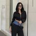 Women's Clothing Zipper hooded sweater pants suit denim stitching two-piece trousers_maomaolike.com