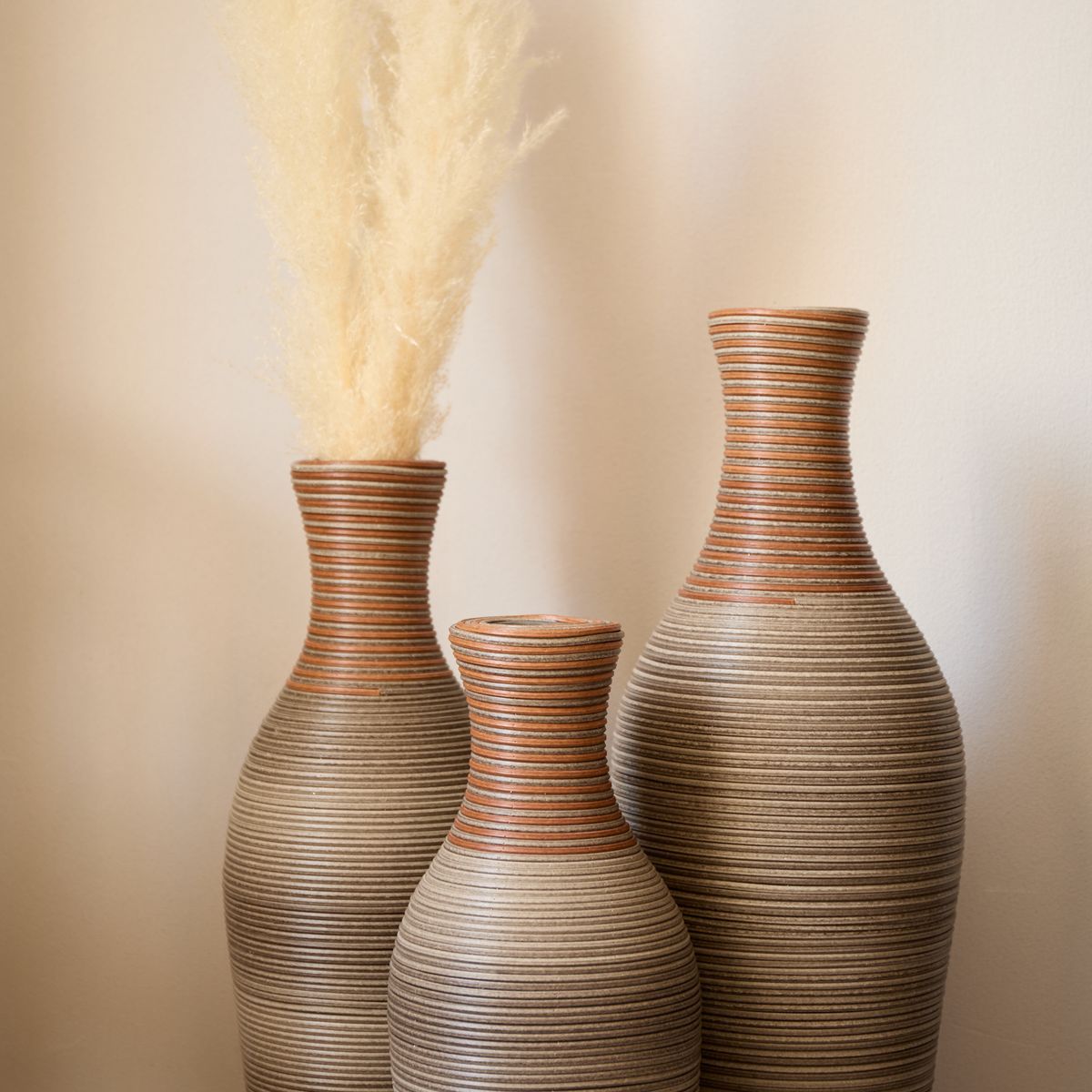 Desktop Vase, Brown Decorative Floor Vase, Classic And Neat Floor Vase, High Independent Flower Stand, Artificial Vine Vase, PVC Floor Vase, Home Decoration Flower Stand Set Of 3 Pieces_maomaolike.com