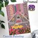 New York City Street Painting Poster, Vibrant Whimsical Urban Scene Poster, Charming Cityscape With Yellow Taxis And Pink Blooms, Suitable For Living_maomaolike.com