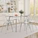 Table And Chair Set.51 * 31.5 Inch Silver Leg Glass Dining Table With 6 Transparent Dining Chairs: A Stylish Combination That Showcases Elegant Style._maomaolike.com