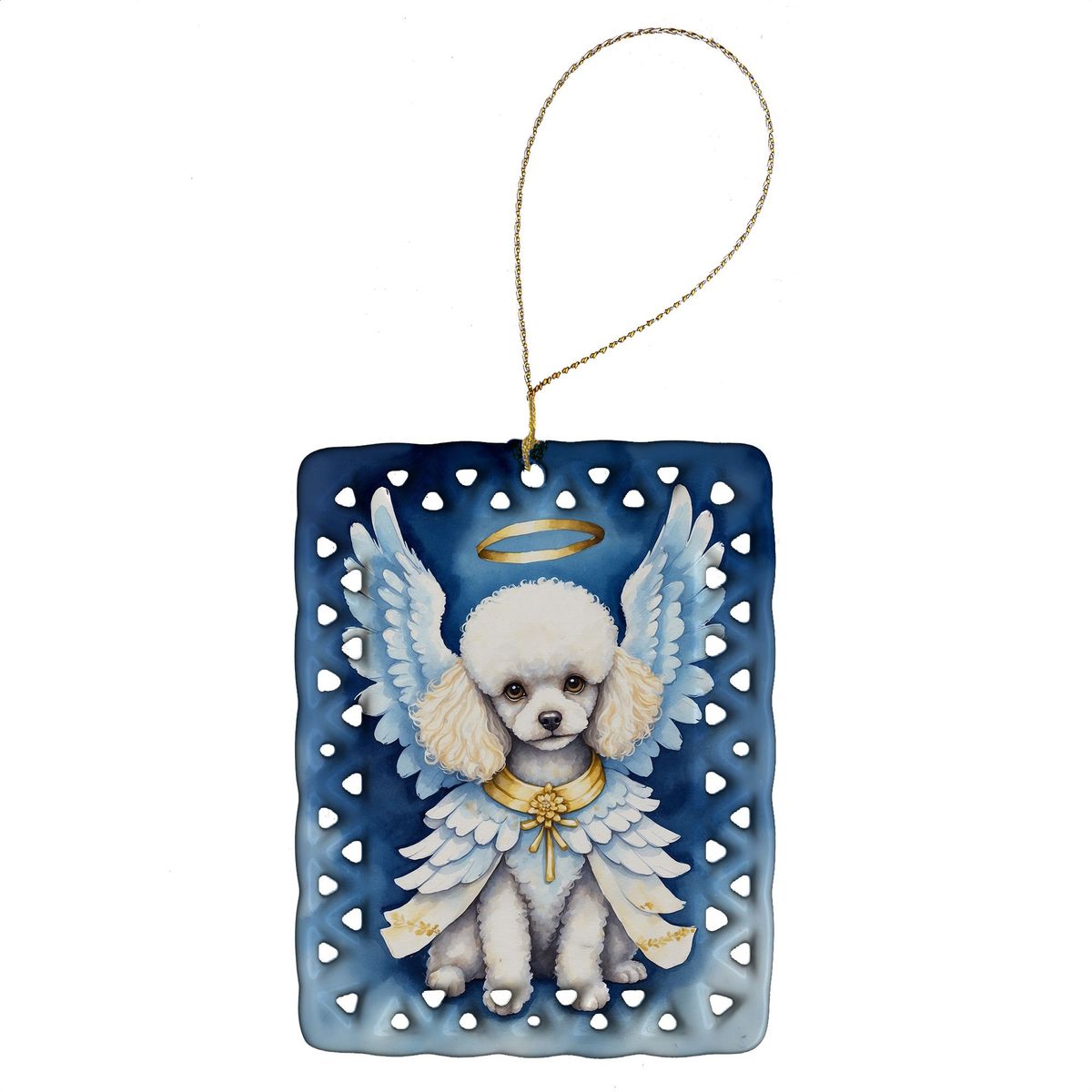 White Poodle My Angel Porcelain Ornament Christmas Tree Hanging Decorations For Home Christmas Holiday, Rectangle, Gift, Multicolor_maomaolike.com