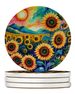 Colorful Sunflowers Large Sandstone Coasters Pack Of 4 Absorbent Round Coasters Decor Gifts For Men Or Women, 4 In, Multicolor_maomaolike.com