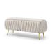 Oval Storage Bench With Gold Legs,Velvet Fabric ,Woven,Upholstered Ottoman Storage Benches For Bedroom End Of Bed,Sherpa Fabric Bench For Living Room,Dining Room,Entryway,Bed Side,BEIGE,5 Colors_maomaolike.com