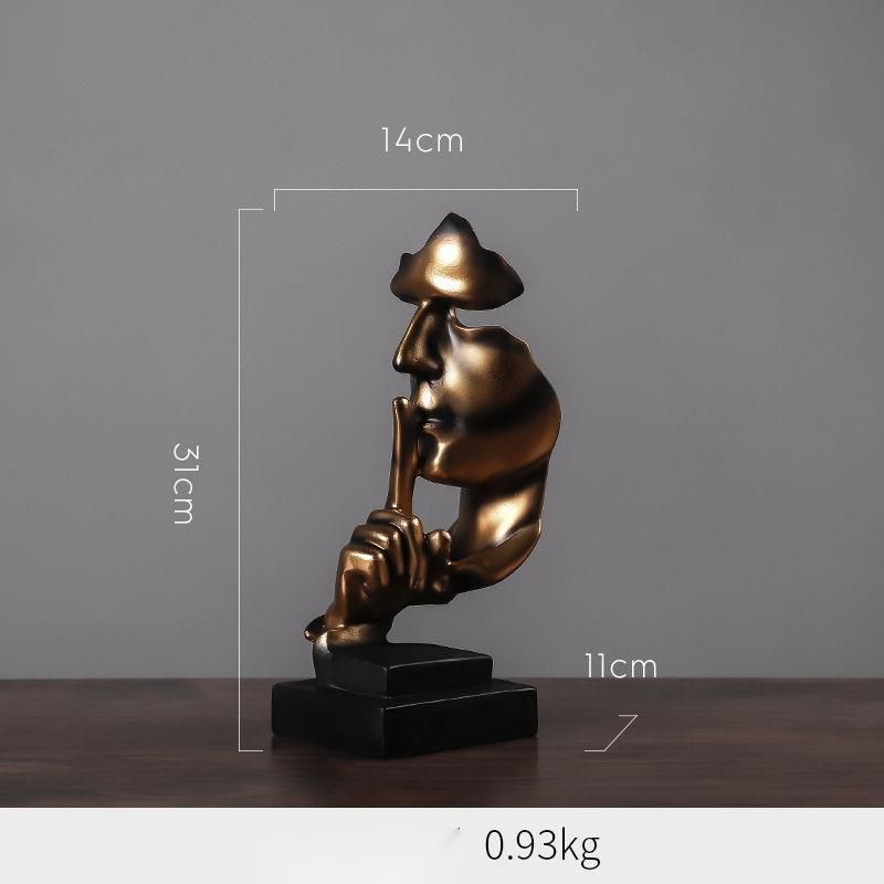 Nordic Minimalist Silence Is Gold Ornament Living Home Wine Cabinet Room Decoration Office Sculpture Craft Display_maomaolike.com