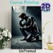 Mysterious Pensive Man Painting Poster, Dim-lit Moody Noir-style Poster, Atmospheric Artistic Decor Featuring Leather-clad Contemplative Figure, Ideal_maomaolike.com