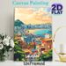 Busan South Korea Cityscape Painting Poster, Warm-toned Vibrant Coastal Urban Scene Poster, Charming Harbor & Mountain Skyline To Add Urban Flair_maomaolike.com