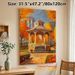 Autumn Gazebo Painting Poster, Vibrant Impressionist-style Poster Featuring Warm-toned Fall Gazebo With Golden Foliage And Houses, Adds Cozy Seasonal_maomaolike.com