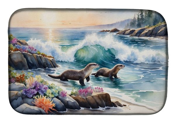 Coastal Wildlife Seals Dish Drying Mat Absorbent Dish Drying Mat Pad For Kitchen Counter Dish Drainer Mat For Countertop, 14 X 21", Multicolor_maomaolike.com