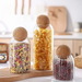 Transparent Glass Moisture-proof Tea Round Wooden Ball With Lid Stopper, Coffee Bean Sealed Jar, Creative Storage Bottle_maomaolike.com