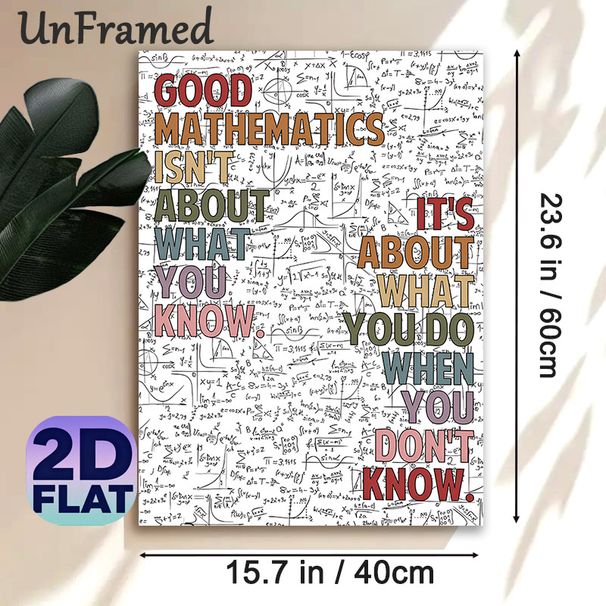 Mathematics Quote Painting Poster, Vibrant Typography With Various Math Equations Poster, Inspirational Math Saying Ideal For Study Room, Classroom_maomaolike.com
