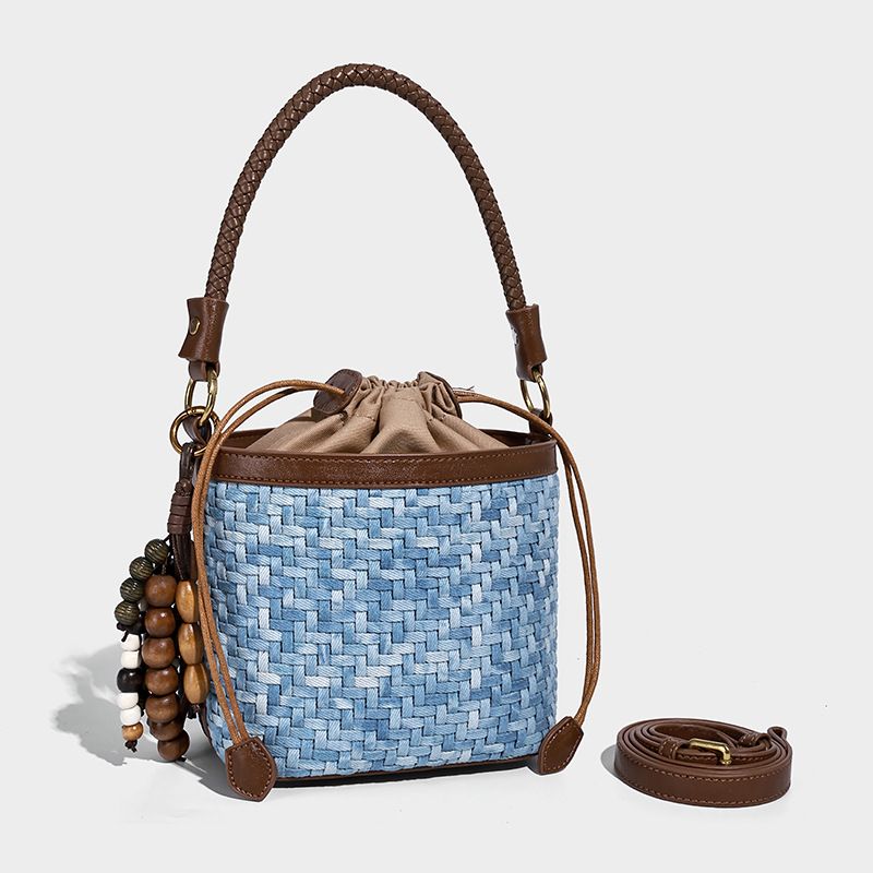 Niche Woven Women's Denim Blue Underarm Clutch Shoulder Bag Handbag Korean Style 2026 New Fashion Retro_maomaolike.com