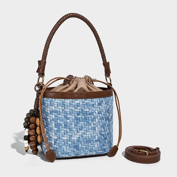 Niche Woven Women's Denim Blue Underarm Clutch Shoulder Bag Handbag Korean Style 2026 New Fashion Retro_maomaolike.com