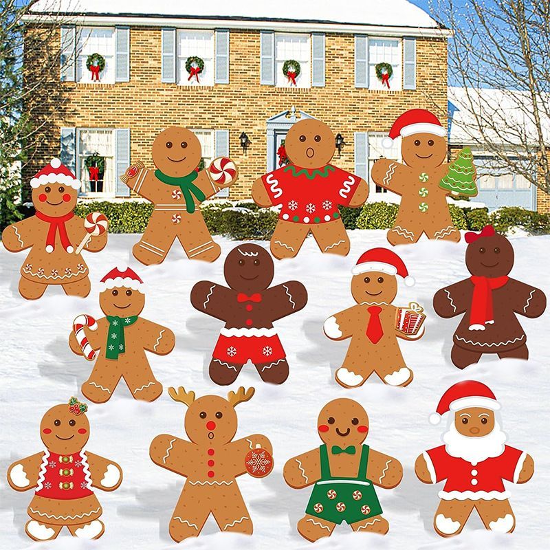 Christmas Gingerbread Yard Sign Xmas Gingerbread Man Shaped Lawn Garden Signboard Christmas Outdoor Yard Signs Decor For Holiday Pathway Patio Garden Party Decoration Supplies_maomaolike.com