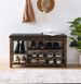 A Height-adjustable Long Shoe-changing Bench,made Of Natural Rubberwood,comes With A Comfortable Seat,concealed Storage Space And Large Storage Compartments, Featuring Charcoal-grained Wood ,Vintage_maomaolike.com
