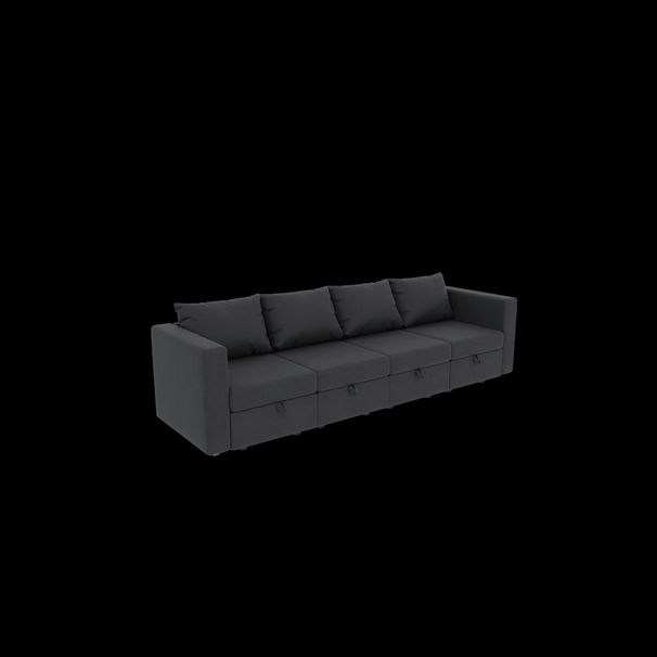 Livelylodge Modular Sectional Sofa With Wooden Frame And Pull-Out Bed, Convertible Couch For Living Room, Available In Black, White, And Gray, 109" L X 30.5" W X 34" H_maomaolike.com