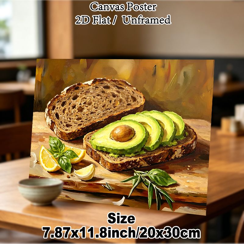 Avocado Toast Themed Painting Poster, Vibrant Impressionist-style Food Art Poster, Warm Appetizing Design Ideal For Kitchen And Dining Room_maomaolike.com