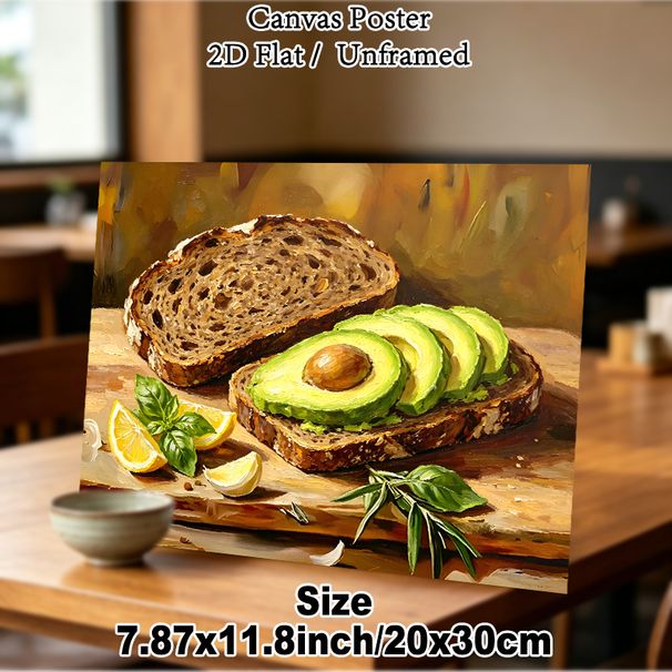 Avocado Toast Themed Painting Poster, Vibrant Impressionist-style Food Art Poster, Warm Appetizing Design Ideal For Kitchen And Dining Room_maomaolike.com