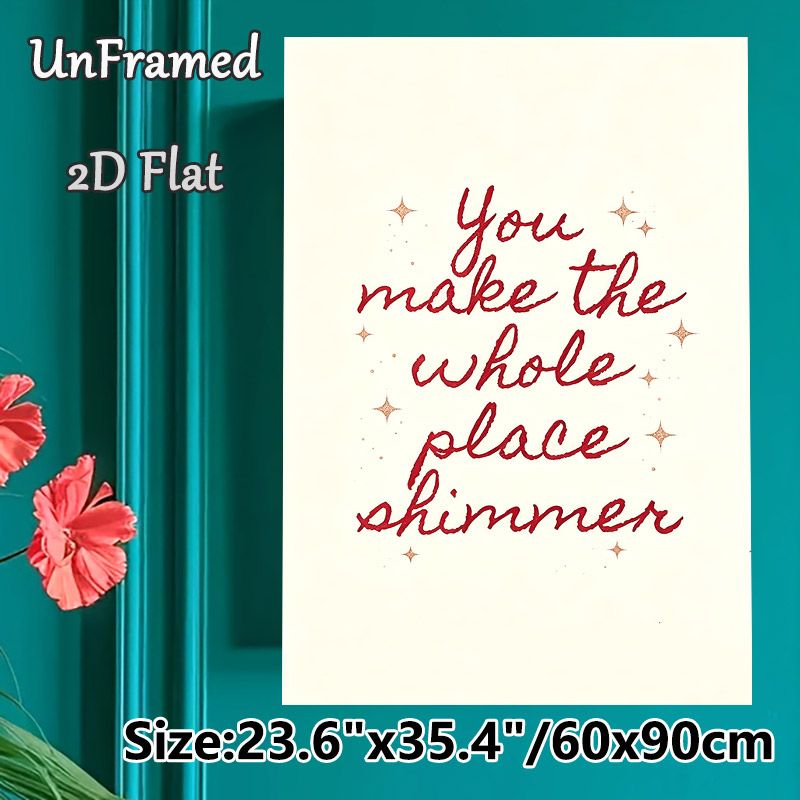 Inspirational Quote Painting Poster, Warm Red Handwritten Script Poster, Heartwarming Glittery Star Accented Decor Suitable For Bedroom, Living Room_maomaolike.com