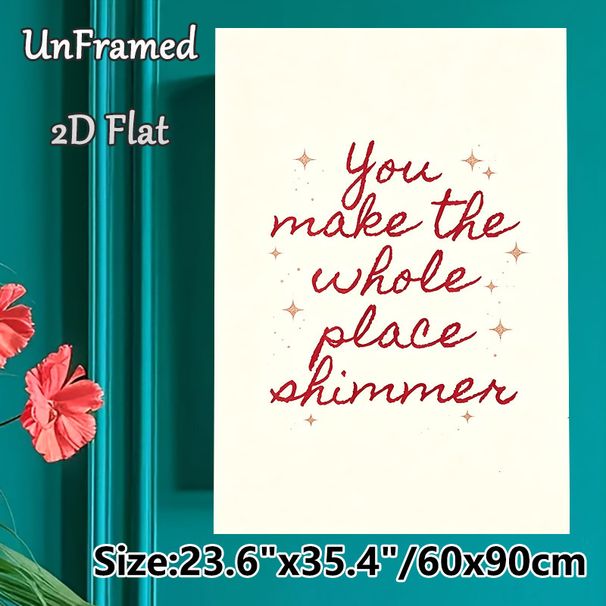 Inspirational Quote Painting Poster, Warm Red Handwritten Script Poster, Heartwarming Glittery Star Accented Decor Suitable For Bedroom, Living Room_maomaolike.com