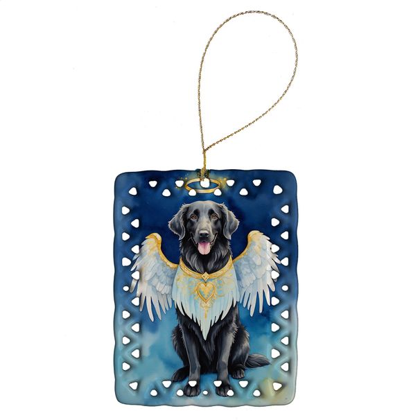 Flat-Coated Retriever My Angel Porcelain Ornament Christmas Tree Hanging Decorations For Home Christmas Holiday, Rectangle, Gift, Multicolor_maomaolike.com
