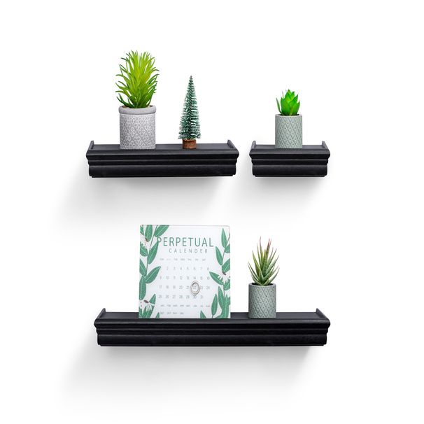 Floating Shelves 17.9" Wall Mounted Wood Shelves For Bathroom, Bedroom, Living Room, Kitchen, Hanging Shelf For Books/Storage/Decor With Invisible Brackets, Brown_maomaolike.com