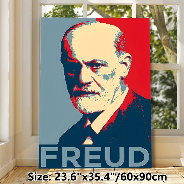 Sigmund Freud Portrait Painting Poster, Vibrant Pop Art Style Poster, Bold Color-blocked Portrait Design, Elegant Artistic Decor Ideal For Home_maomaolike.com